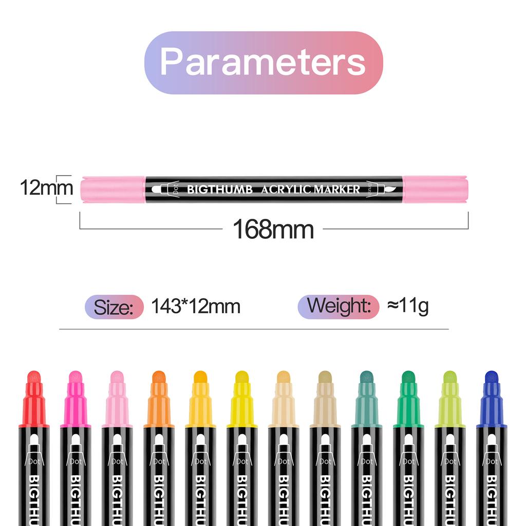 24 упаковки акриловых маркеров с яркими цветами, быстросохнущие, нетоксичные с двумя наконечниками для детей и взрослых