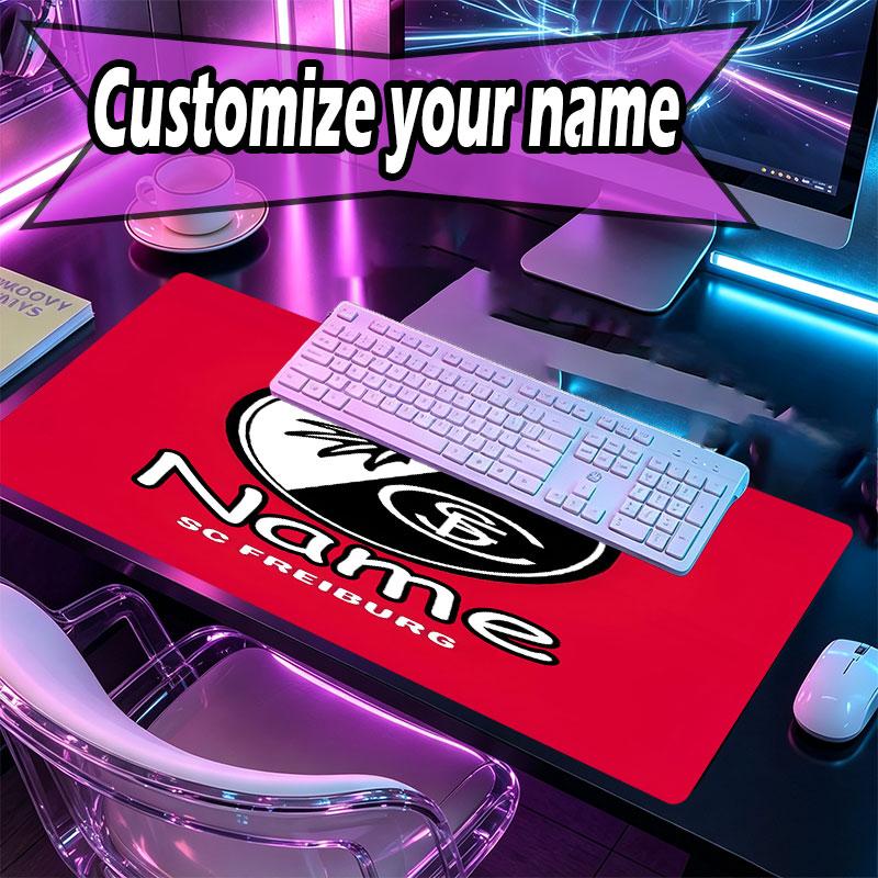 Custom Name Personalized SC Freiburg Pattern Mousepad, Laptop PC Desk Mat, Decorative Desk Mat for Home Keyboard Pad Gift