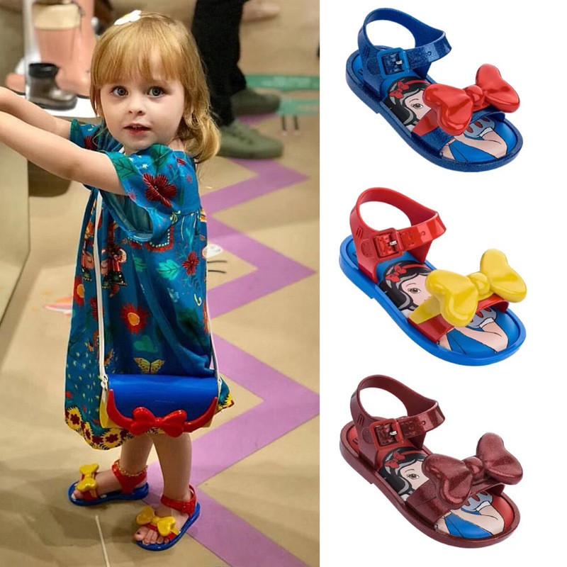 Charming Mini Melissa Snow White Girls Sandals With Adorable Cartoon Pattern Design
