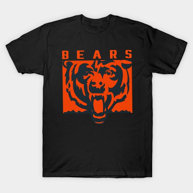 Азиатский размер Мужская черная футболка с принтом Chicago-Bears Печать методом термопереноса без вырезания Хлопковая футболка