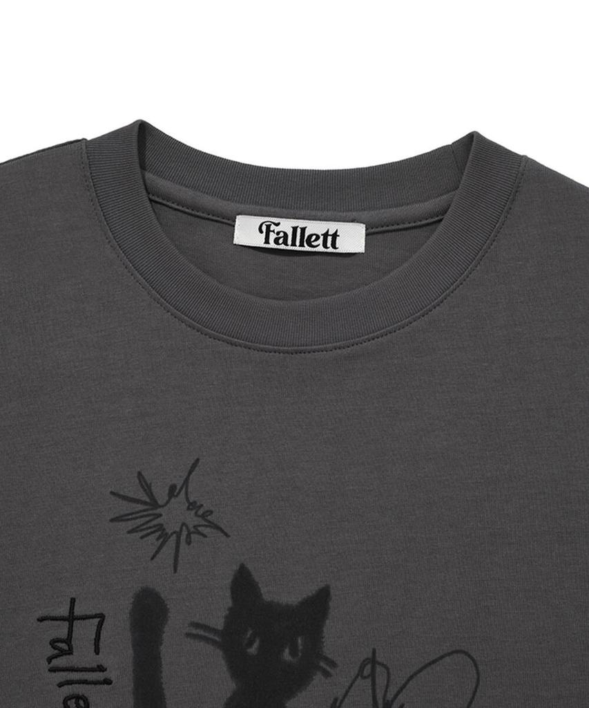FALLETT Ночная Черная Укороченная Футболка с Коротким Рукавом Угольный