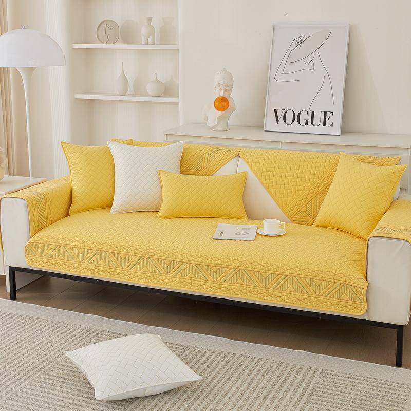 Sofa Cushion Four Seasons Non-Slip Pure Cotton Simple Modern Universal Pure Cotton Solid Color Cushion Cover Cloth Summer Sofa Cover Slipcover