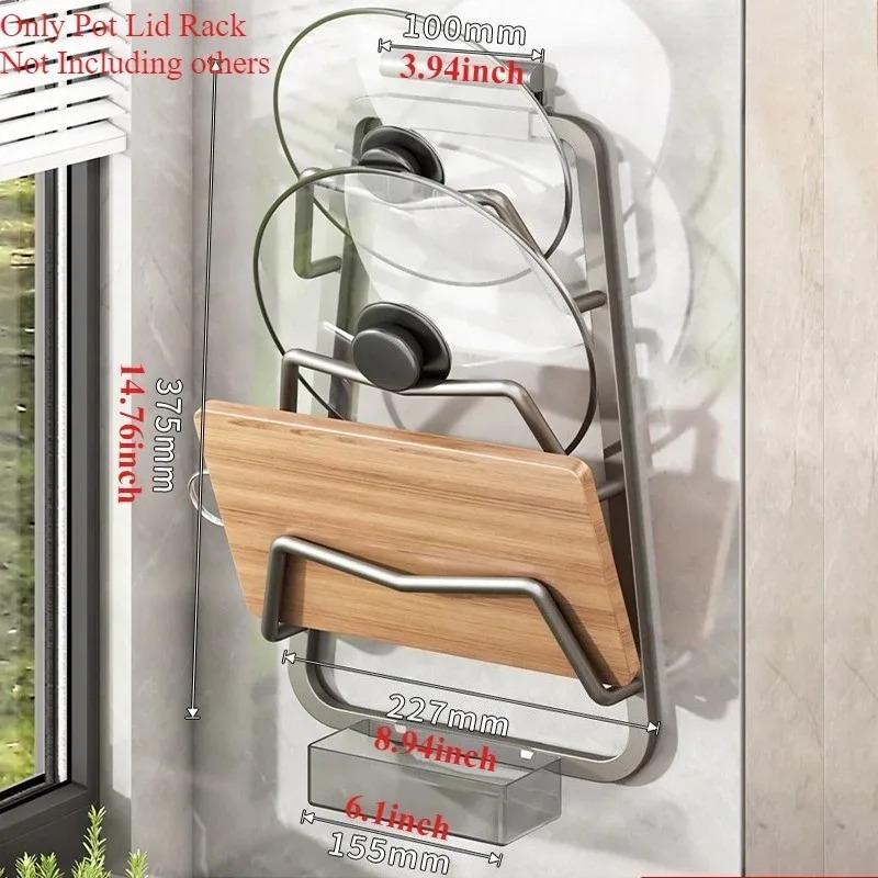 Kitchen Organizer Rack Wall Hanging Pot Cover Racks 2/3Layers Pot Lid Metal Rust-Free Multifunctional Rack Pot Lid StorageRack