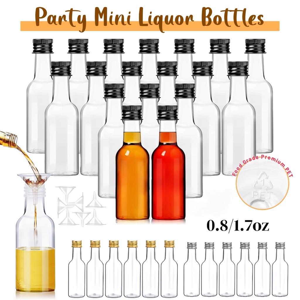 30-100Pack Mini Liquor Bottles with Funnels Plastic Alcohol Bottles Little Shot Spirit Bottles for Wedding Party Favor 0.8/1.7oz