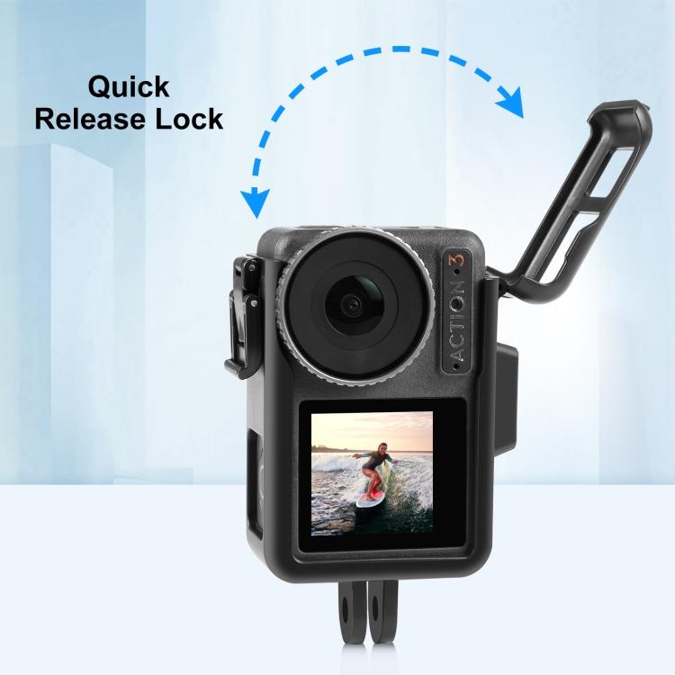 Для DJI Osmo Action 5 Pro / 4 / 3 PULUZ Вертикальная пластиковая защитная рама-клетка с креплением для аксессуаров (холодный башмак) (черный)