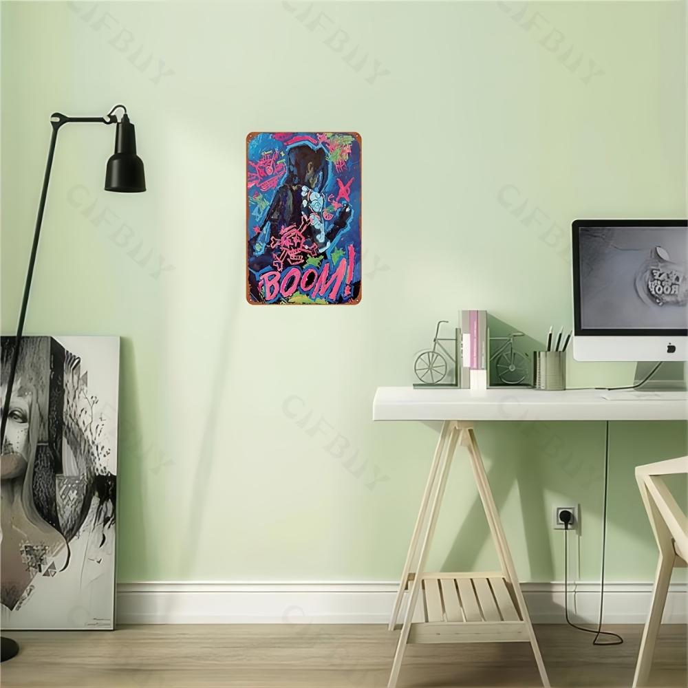 Jinx Explosion Mystery Inspired Metal Wall Art Thick Iron Aluminum Pre Drilled Easy Hanging Waterproof Corrosion Home Decor