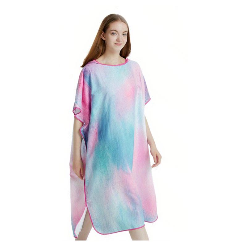 Colorful Quick-Dry Hooded Towel Cape for Beach, Bath, and Pool
