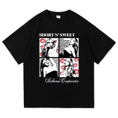 2026 Новая футболка Sabrina Carpenter Short N Sweet Tour Модная винтажная футболка Женские высококачественные футболки