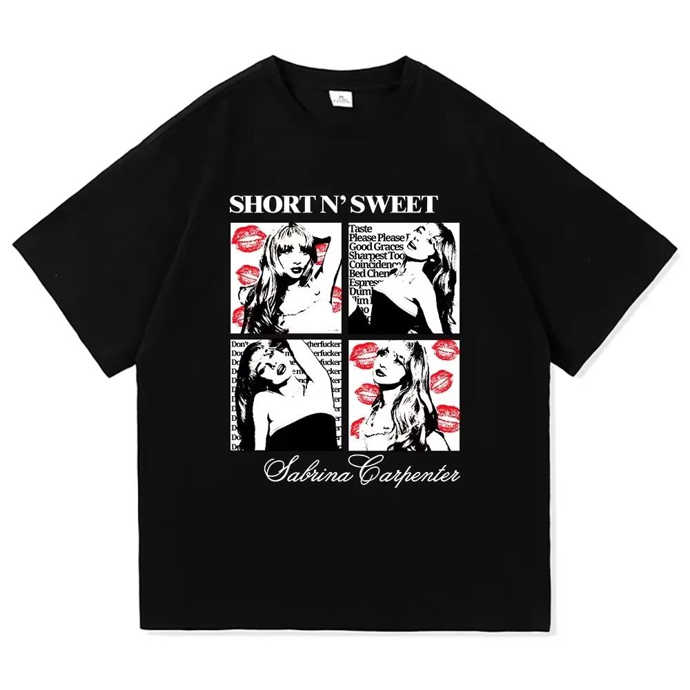 2026 Новая футболка Sabrina Carpenter Short N Sweet Tour Модная винтажная футболка Женские высококачественные футболки