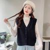 Women's Autumn and Winter Sleeveless Cardigan Fashionable Twist Stitch V-Neck Short Knitted Vest Versatile Sweater Gilet