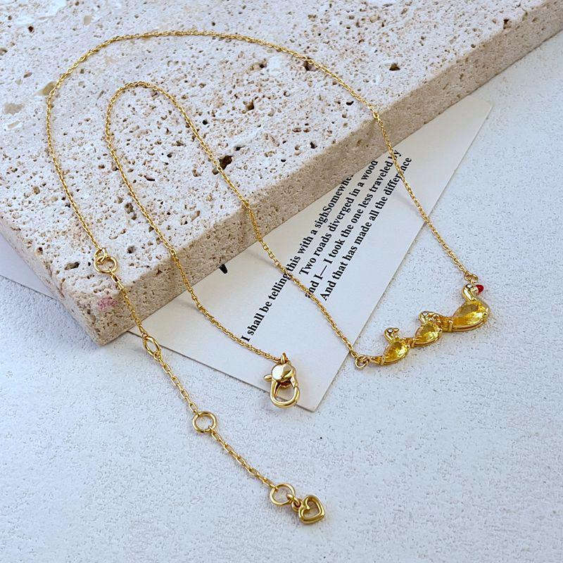 Элегантный набор ожерелья и браслета с желтым утенком, инкрустированным цирконами