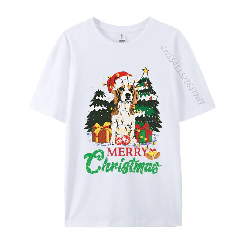 Beagle Christmas Dog Lover Vintage T Shirts Funny Animal Tshirt Print Man Top Vintage Retro Clothing