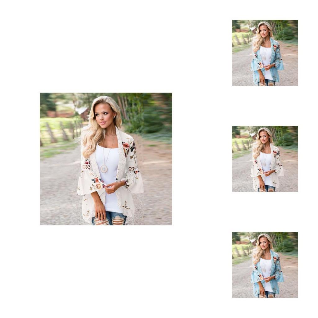 Dentelle Femmes Boho Floral Kimono Cardigan Dames Décontractée Tops Veste