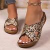 Модные сандалии больших размеров 36-43 с леопардовым принтом Женские летние 2025 Легкие шлепанцы на танкетке Женские с перекрестными ремешками Толстая подошва Шлепанцы