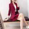 2 шт./комплект пальто юбка комплект женский весна осень лацкан длинный рукав одна пуговица костюм пальто плиссированное мини