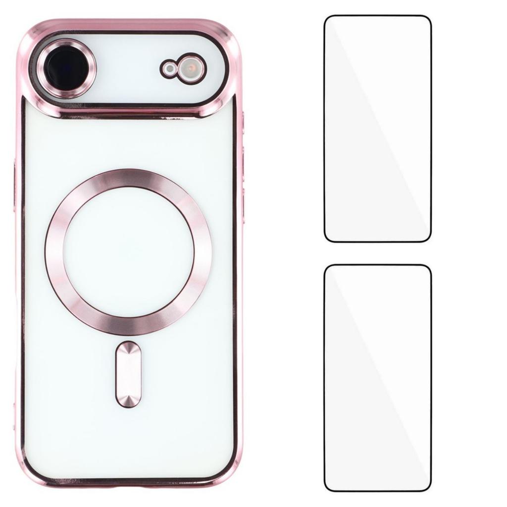 For iPhone 17 Air Magnetic Case WANLONFENG Electroplated TPU Cover with Lens Film+2Pcs Tempered Glass
