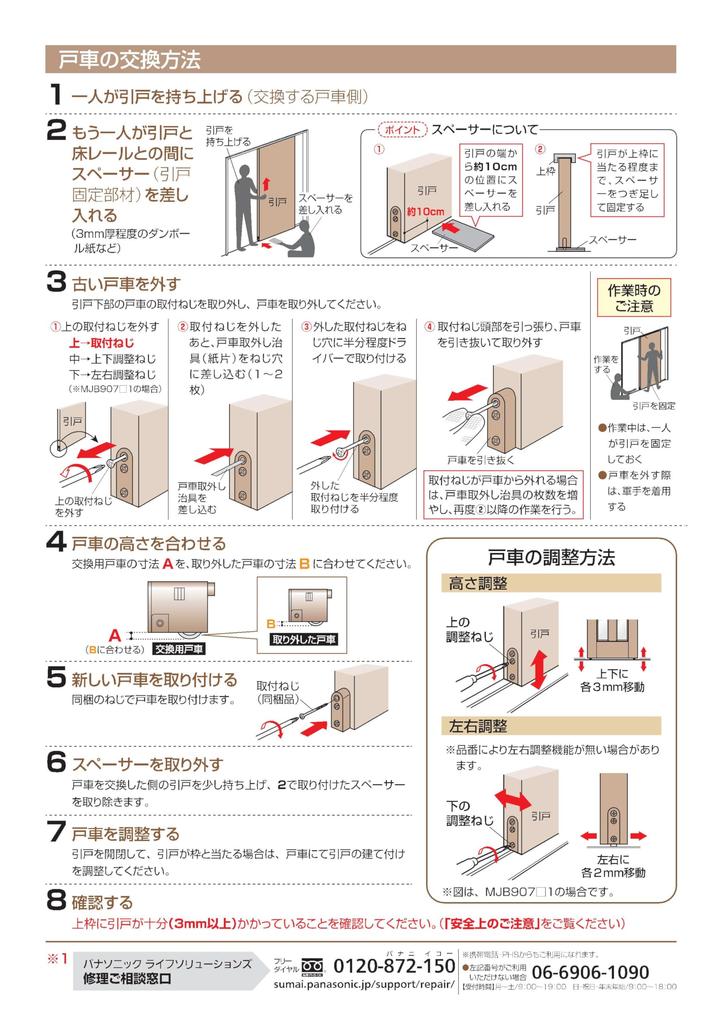 Set of Two Adjustable Door Rollers for and For Medium National, Panasonic, NiCE. V-shaped Rails. Color. [1992-2000 MJB900MS1/MJB900MS2 V-shaped Rails]