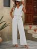 Лето 2025 Топ без рукавов с V-образным вырезом American Beauty + Брюки с широкими штанинами на кулиске Повседневный комплект