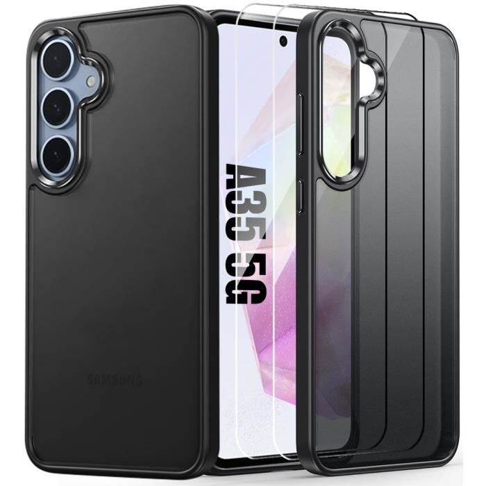 Чехол - BOOLING - для Samsung Galaxy A35 5G - Мягкий - Полупрозрачная задняя панель - 2 Закаленных стекла
