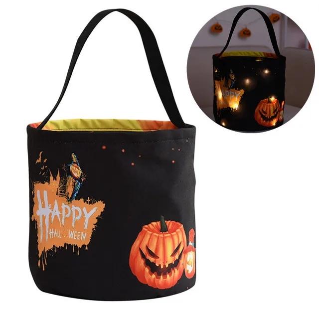 Светодиодный свет Хэллоуин Кошелек или жизнь ведро тыква конфеты сумки складная корзина на Хэллоуин для вечеринки в честь Дня благодарения подарочная корзина