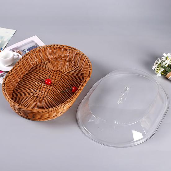 Хлебная корзина из искусственного ротанга с акриловой крышкой для хранения продуктов, многофункциональная тканая