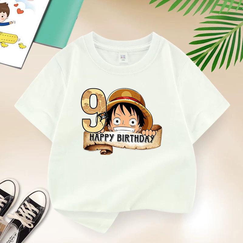 New Arrival AnimeThemed Happy 9 Birthday Kids Pure Cotton Printed TShirt A Perfect Gift