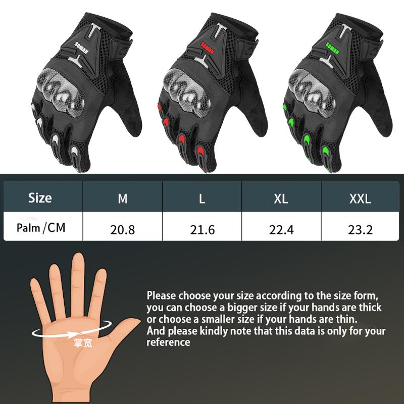 SOMAN Motorcycle Gloves Carbon Fiber Leather Moto Riding Gloves Men Motorbike Protective Gears Motocross Gants Moto Luvas MG19-S