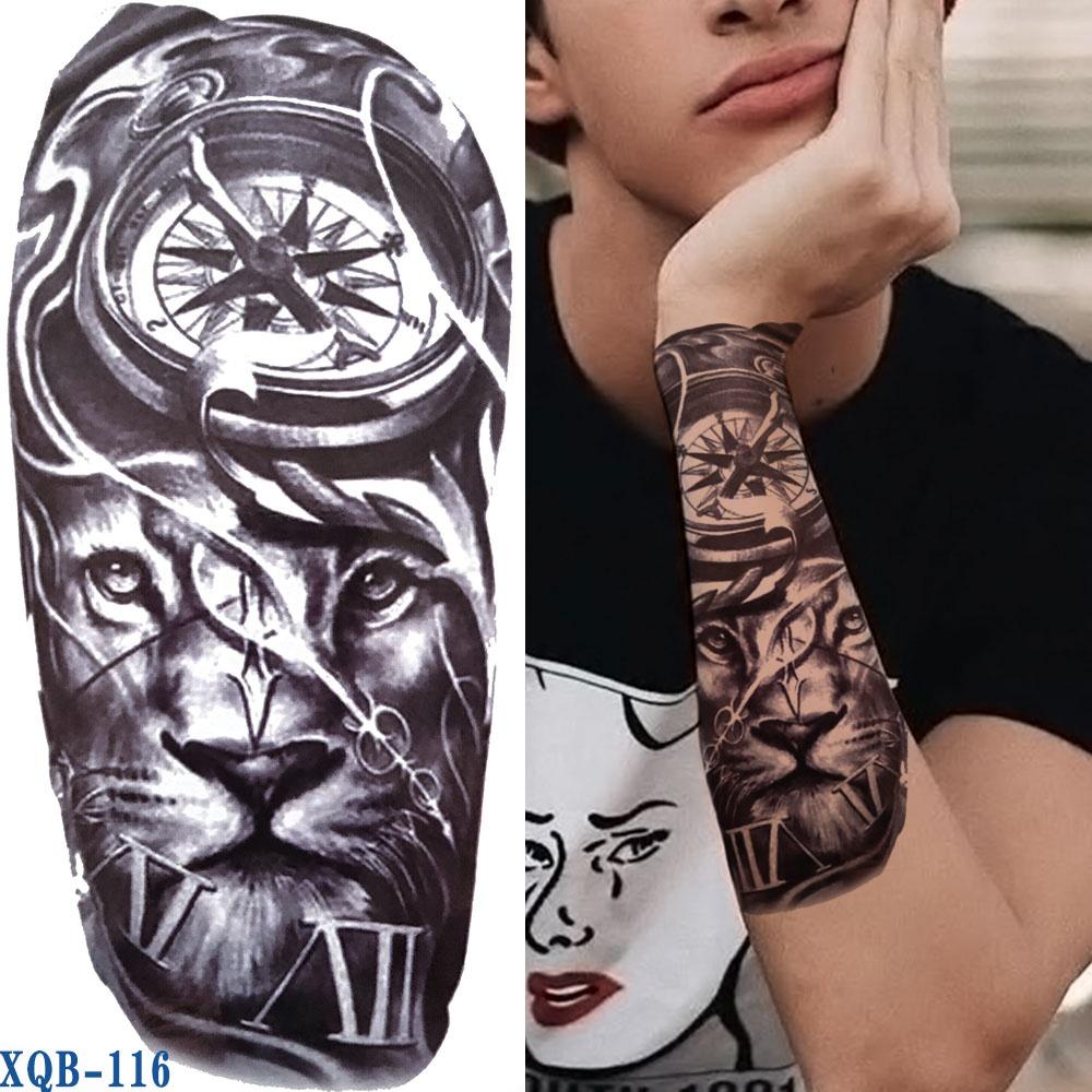 1 шт. 210*114 мм черный лес татуировка наклейка для мужчин женщин детей тигр волк смерть череп временная татуировка поддельные хна скелет король тату в виде животного