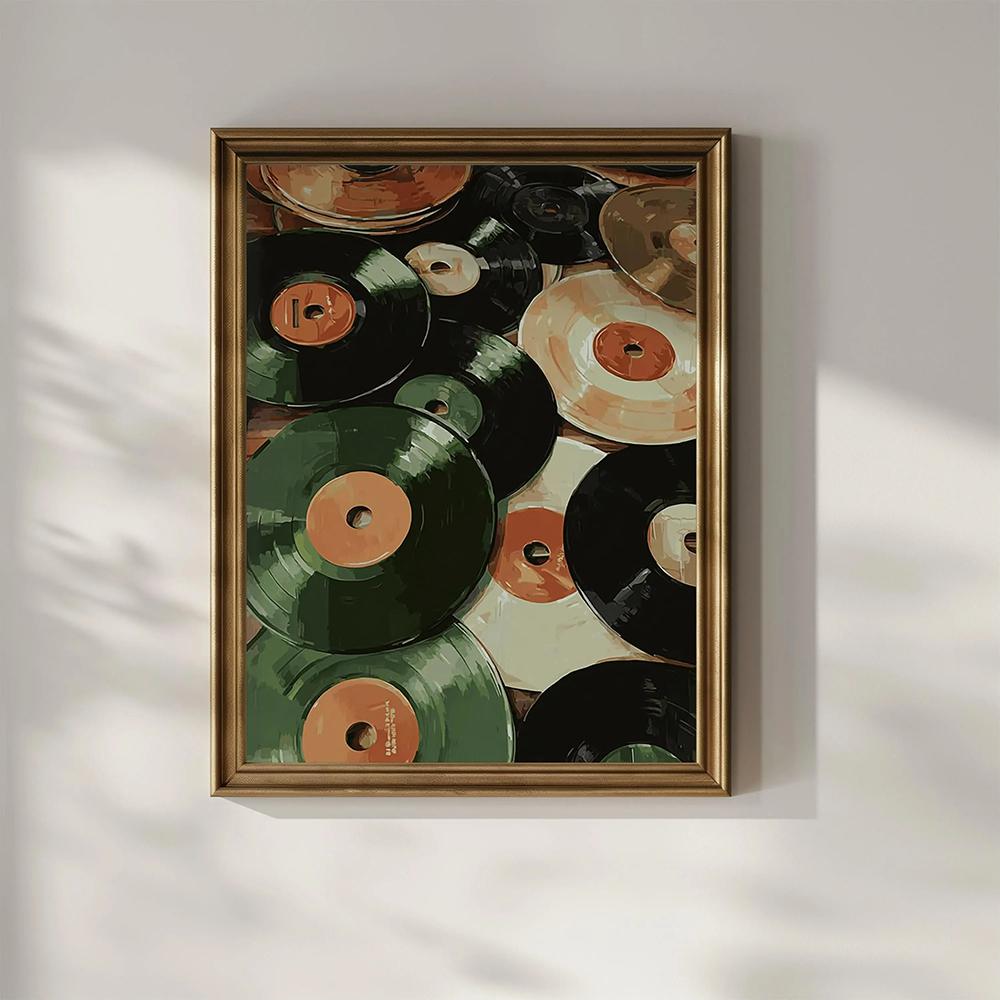 Vinyl Records Poster Print Abstract Mid Century Wall Art Retro Decor Artful Trendy Modern DJ Music Lover Gift Matte Pictures