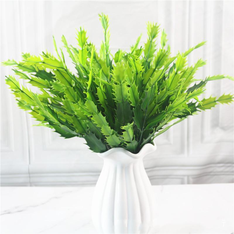 Дом Сад Уличная Свадебная Декорация Искусственный Цветок Аксессуар Искусственное Растение 7 Веток Пластиковый Папоротник Зеленый Лист Искусственное Растение