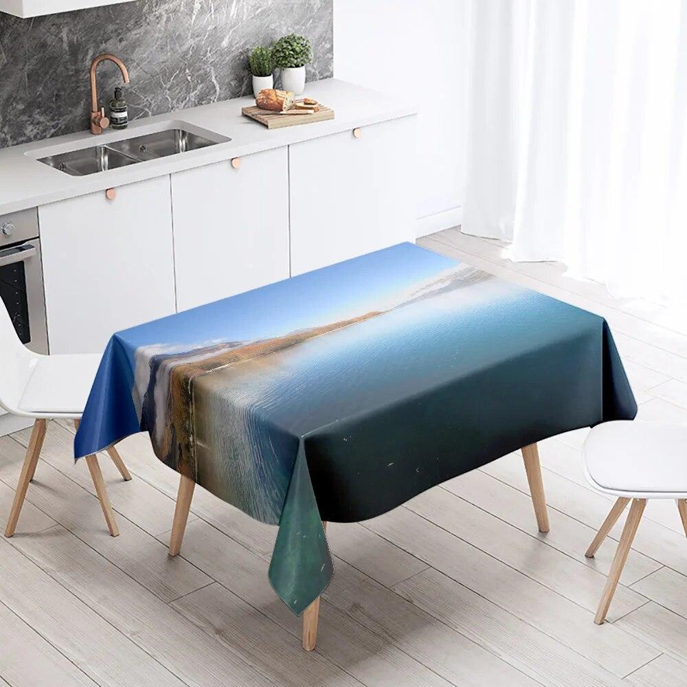 Скатерть с природными пейзажами, противообрастающая Водонепроницаемая прямоугольная кухонная обеденный стол, украшение для дома