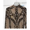 Women's Lace Sheer V Neck Long Sleeve T Shirts Tops Bodysuit Jumpsuit Bodycon Rompers Fall Clothes Clubwear Bodysuits
