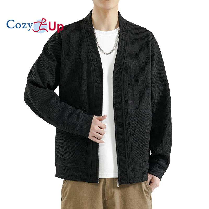 Уютный мужской кардиган, свитер из полушерсти, вязаный кардиган с V-образным вырезом и пуговицами, с карманами