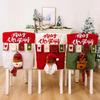 2024 Christmas Chair Cover Reusable 3D Santa Claus Elk Chair Seat Cover Home Xmas New Year Supplies Living Room Decoration