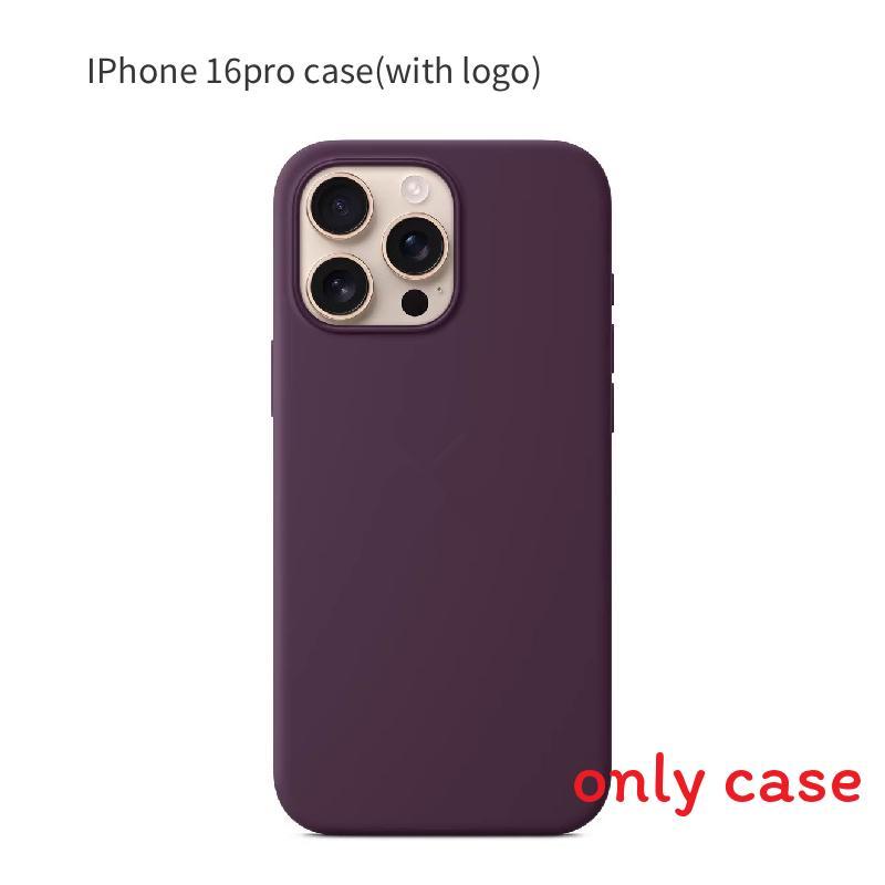For Iphone16 Pro Solid Color Magnetic Silicone Phone Protective Case With Logo For Enhanced Protection
