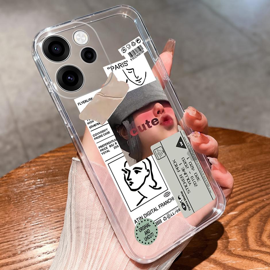 Чехлы Для OPPO Reno15 15F 15Pro Милая Девочка Сердце Любви Легкий Простота Мягкий Прозрачный Корпус Для Reno 15F 15 Pro Capa