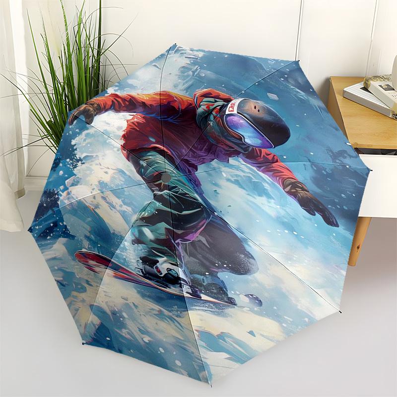 1pc Snowboarding in Action Umbrella with Plastic Handle,Suitable for All Seasons UmbrellaPT539