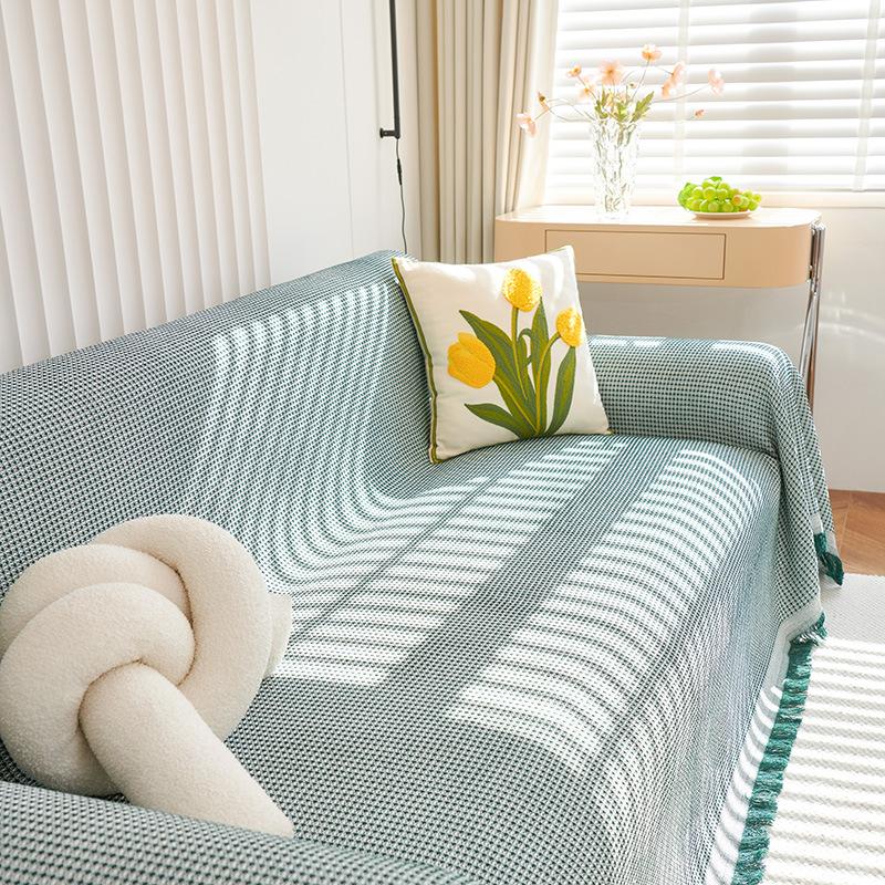 Косой сетчатый чехол для дивана, полотенце, универсальный универсальный четырехсезонный простой современный чехол для дивана, подушка с защитой от царапин
