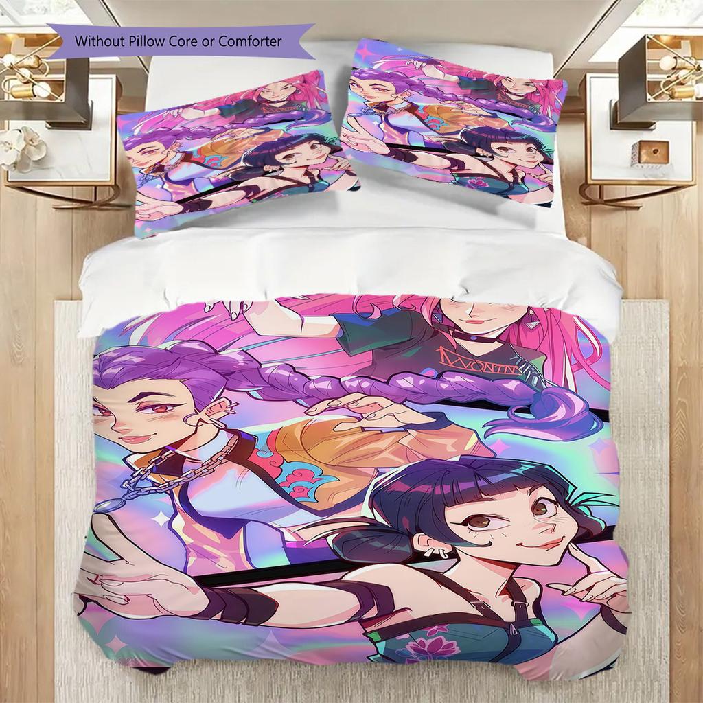 Vibrant Artistry Colorful Characters Unite Three-piece set(1 * duvet cover + 2 * pillowcase, without core)Bedding set Christmas birthday gift