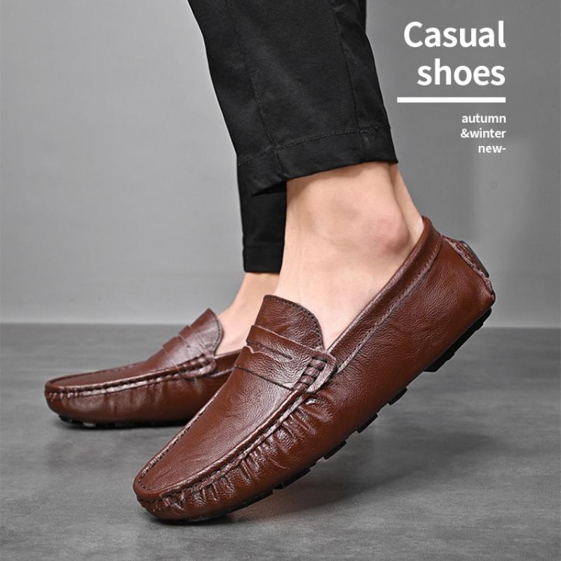 Мужская повседневная обувь из натуральной кожи, мягкие мокасины, мужские туфли на плоской подошве, модные брендовые мужские лоферы, дышащая обувь для вождения