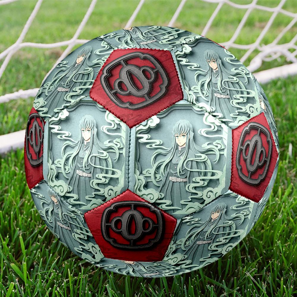 1pc Demon Slayer Kimetsu no Yaiba Football Soccer Ball Size 5 Indoor Soccer Ball Fashion Colorful Backyard Game -Great For Sports Fans Gift HE12