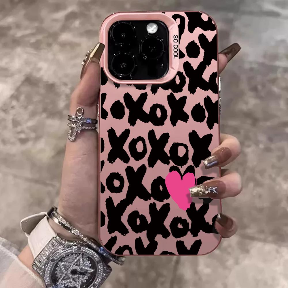 Чехол XOXO с леопардовым принтом для iPhone 17 16 11 Pro Max Чехлы iPhone 11 12 13 ProMax 14 15 16E 7 8 Plus 17Air XS XR Ударопрочный чехол