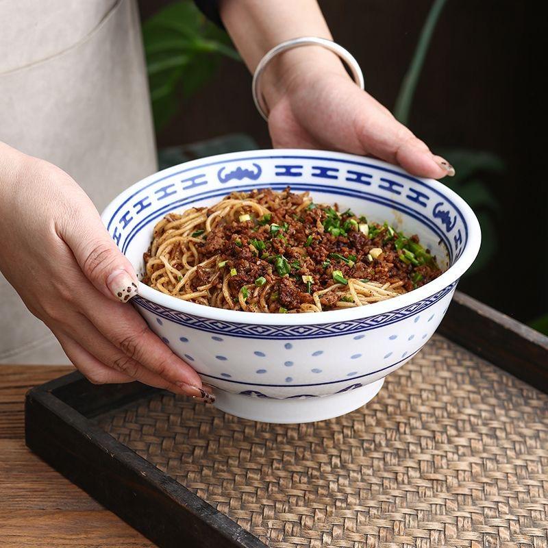 Набор пиал с драконами из сине-белого фарфора – Керамические тарелки для риса и супа с лапшой, подглазурная роспись