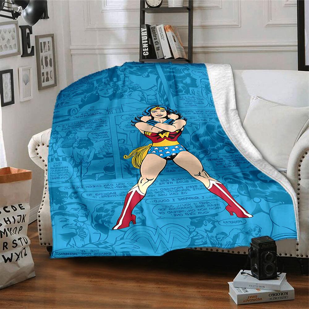 1 шт. Фланелевое одеяло Wonder Woman Мягкое, теплое и уютное для дивана, кровати, офиса и путешествий Универсальное всесезонное Подарок, Рождественский подарок