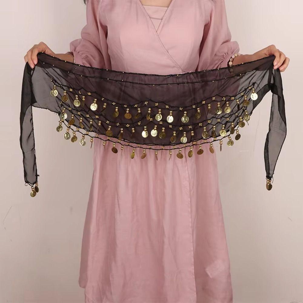 Adjustable Bellydance Waist Chain Gold Color Coins Dancing Waist Belt  Stage Performance