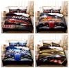 3D Speed Car Printing Bedding Set Queen King Full-size Single Bed Adult Children's Quilt Cover and Pillow Case Household Bedding
