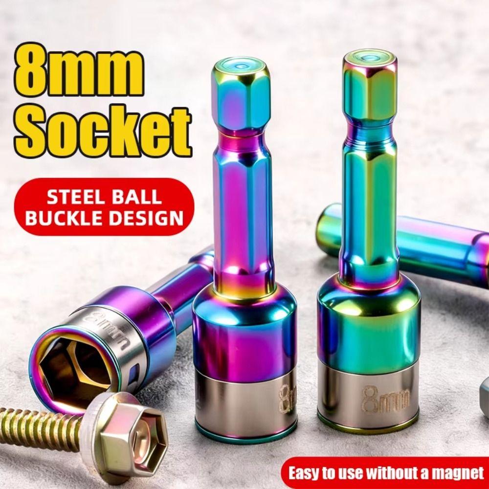 1/5Pcs High Hardness Colorful Sockets 8mm Impact Socket Hex Shank Socket for Pneumatic Screwdriver