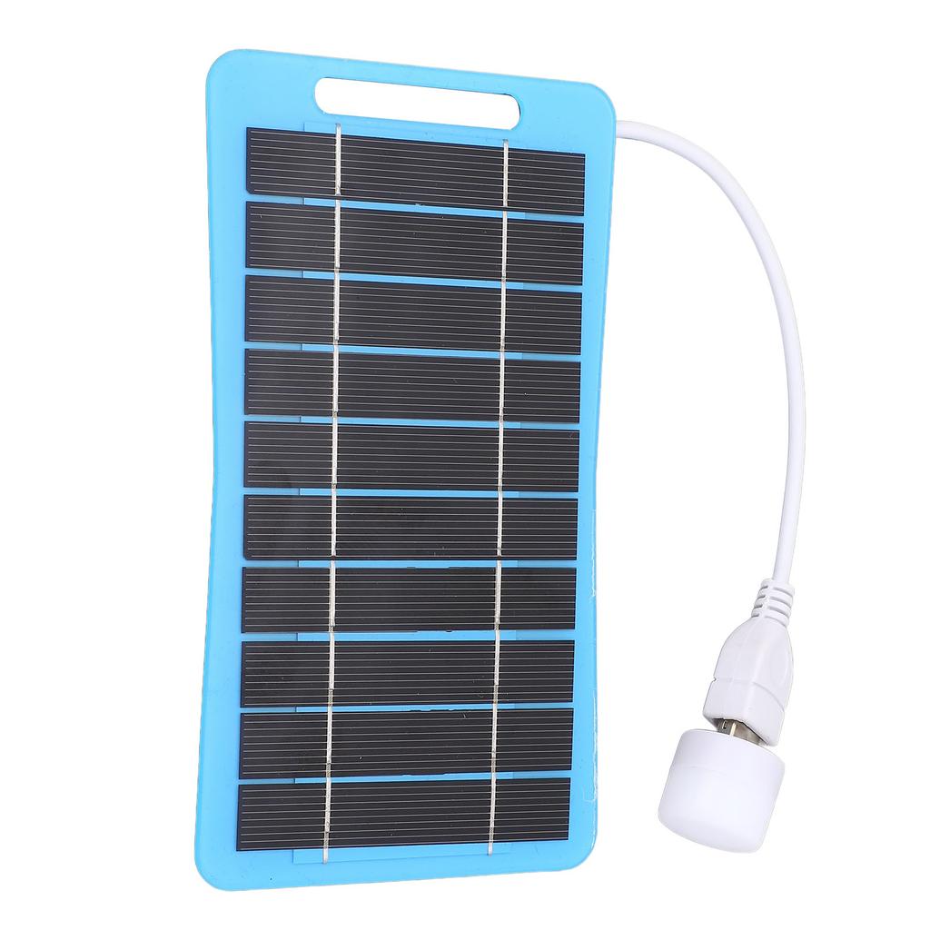 Solar Panel with Light Handle Blue 5V 5W USB Portable Solar Panel Charger for Outdoor Camping