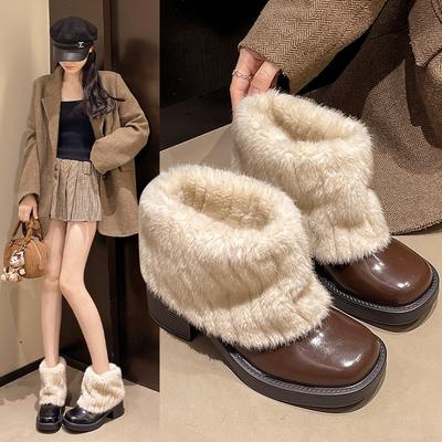 Женские зимние плюшевые ботинки на толстой подошве, легкие, теплые, с интегрированным плюшем, нескользящие, износостойкие, повседневные спортивные хлопковые ботинки, меховая обувь