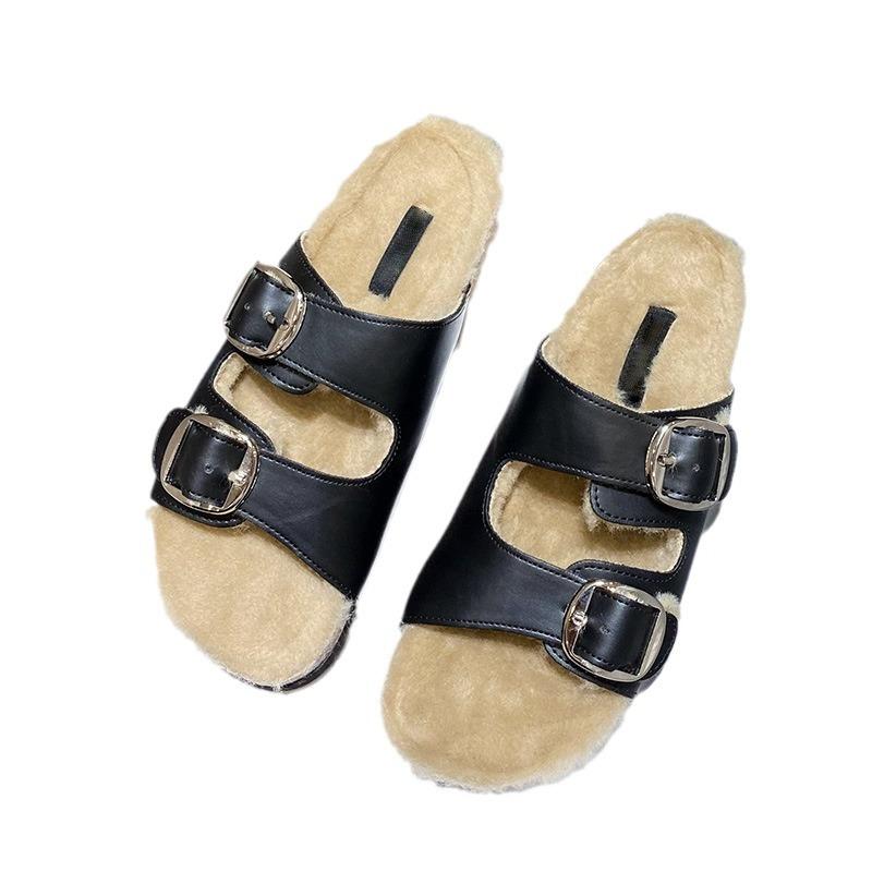 У Су Иньцзя такая же хлопковая швабра с сильным осенним смыслом~ ретро велюровые хлопковые тапочки с двойной пряжкой на толстой подошве Бокен пушистые тапочки